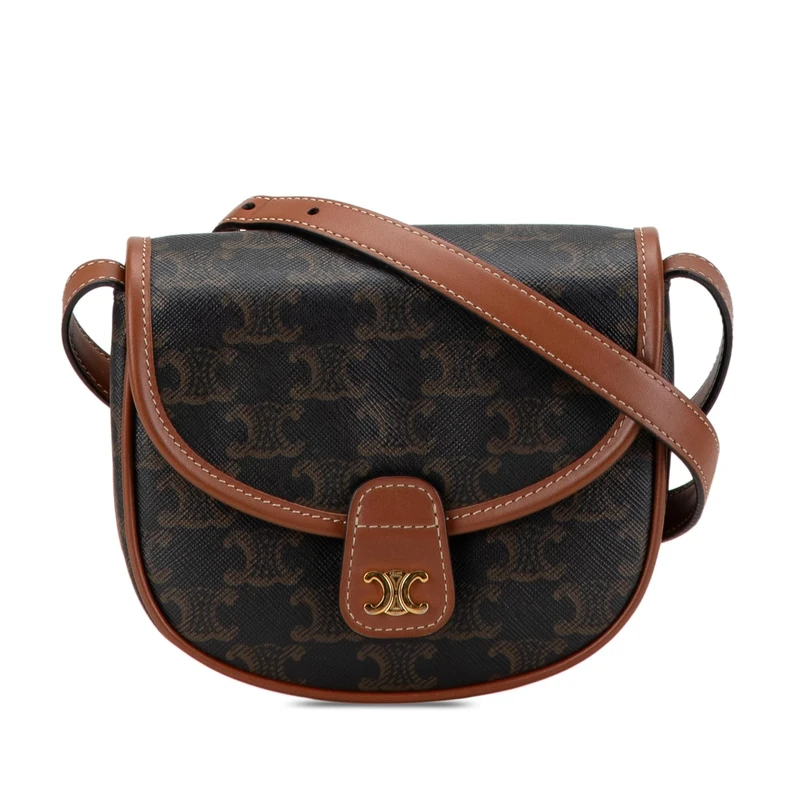 Celine Pre-Loved Mini Triomphe Coated Canvas Besace Crossbody Bag
