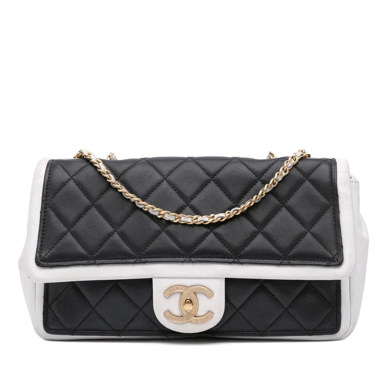 Chanel Pre-Loved Medium Bicolor Calfskin Graphic Flap