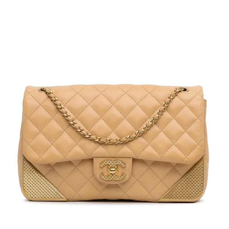 Chanel Pre-Loved Medium Classic Lambskin Metal Edge Shoulder Bag