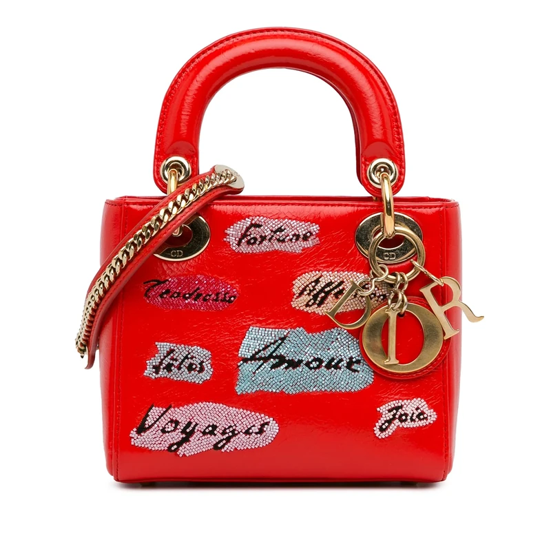 Dior Pre-Loved Mini Calfskin Sequin Embellished Lady Handbag