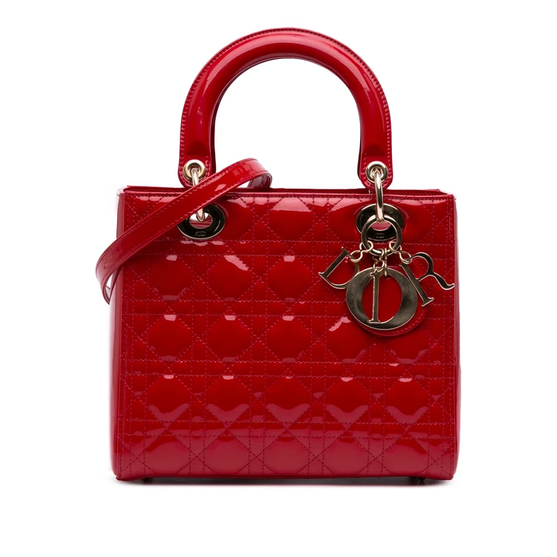 Dior Pre-Loved Medium Patent Cannage Lady