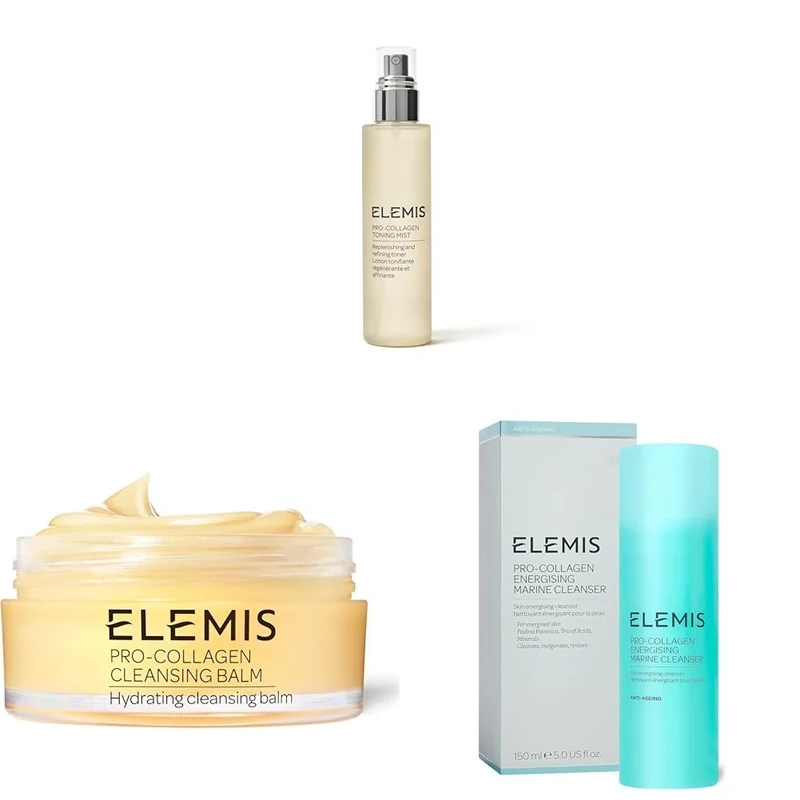 ELEMIS Skincare Trio - Pro Collagen Toning Mist, Cleansing Balm 50g & Energising Marine Cleanser