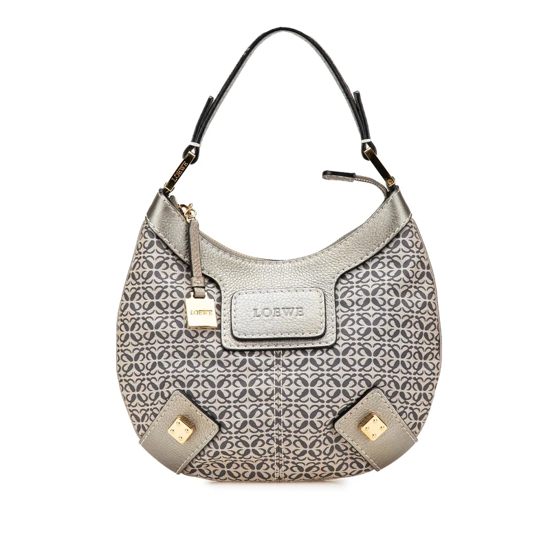 LOEWE Pre-Loved Anagram Canvas New Road Hobo Handbag