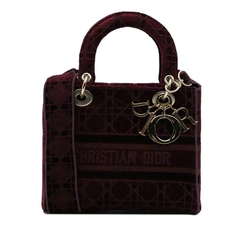 Pre-Loved Medium Velvet Cannage Lady D Lite Handbag