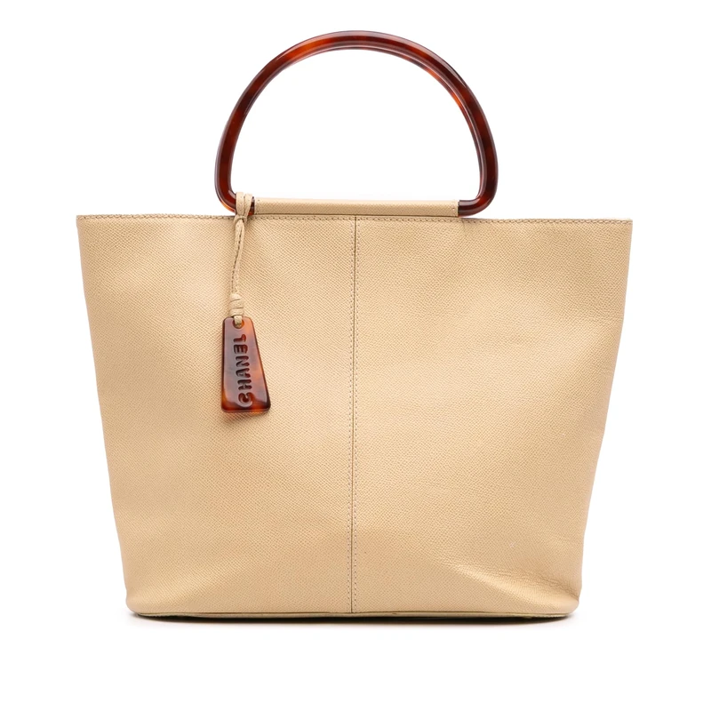 Chanel Pre-Loved Grained Calfskin Tortoise Top Handle Tote Bag
