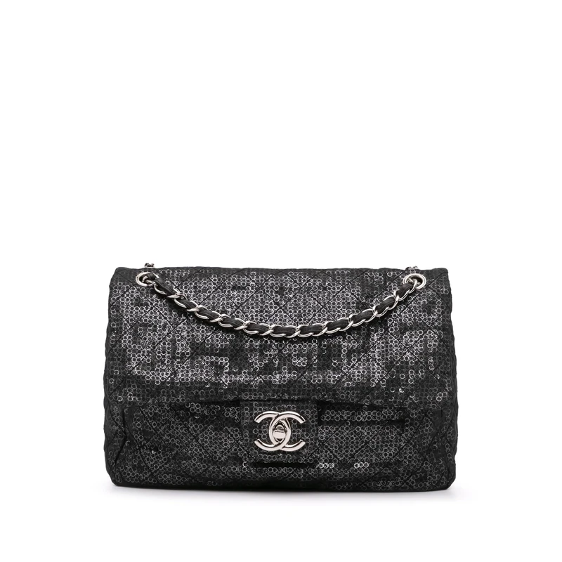 Chanel Pre-Loved Maxi Hidden Sequins Mesh Flap