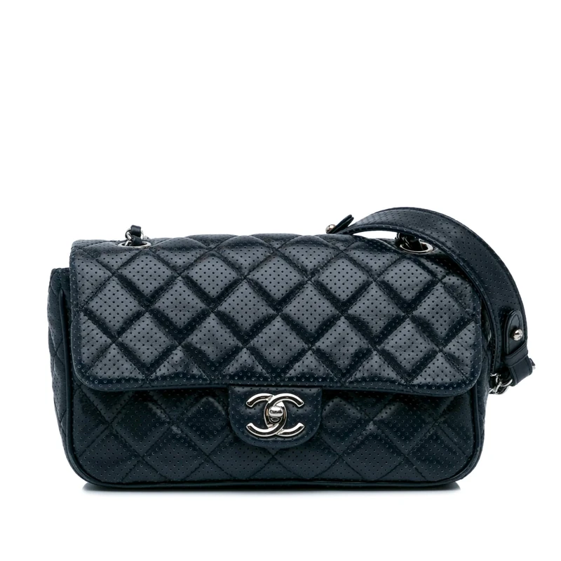 Chanel Pre-Loved CC Quilted Perforated Lambskin Single Flap Shoulder Bag