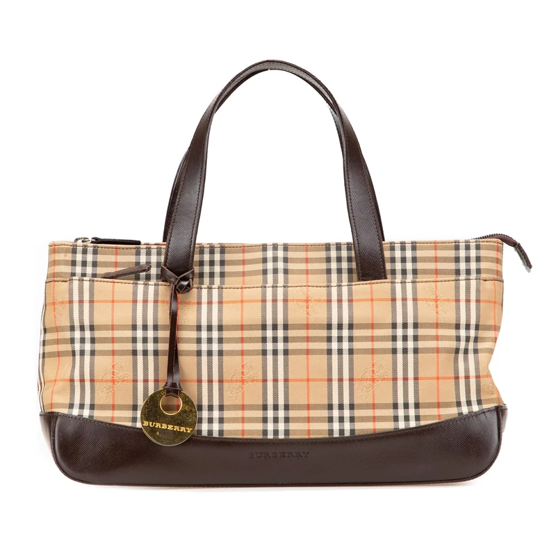 BURBERRY Pre-Loved Haymarket Check Canvas Handbag