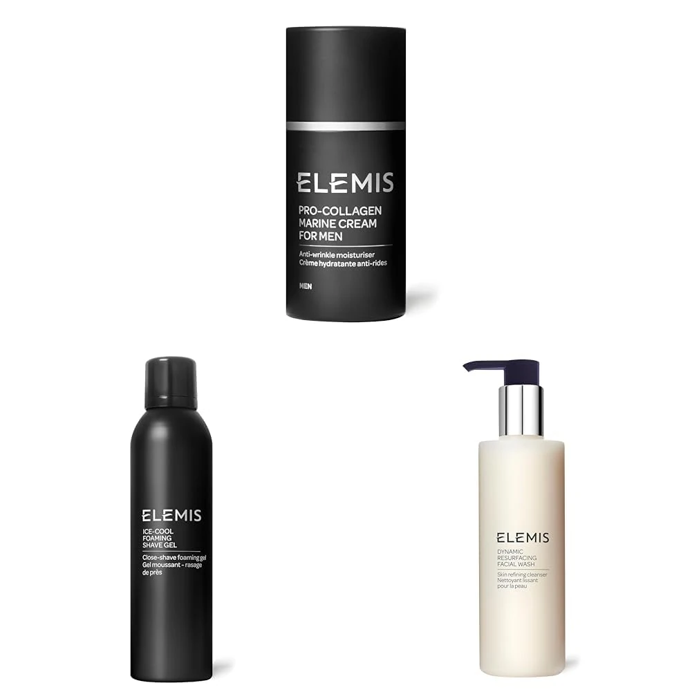 ELEMIS Men’s Skincare Trio – Men Marine Cream, Ice Cool Shaving Foam & Facial Wash