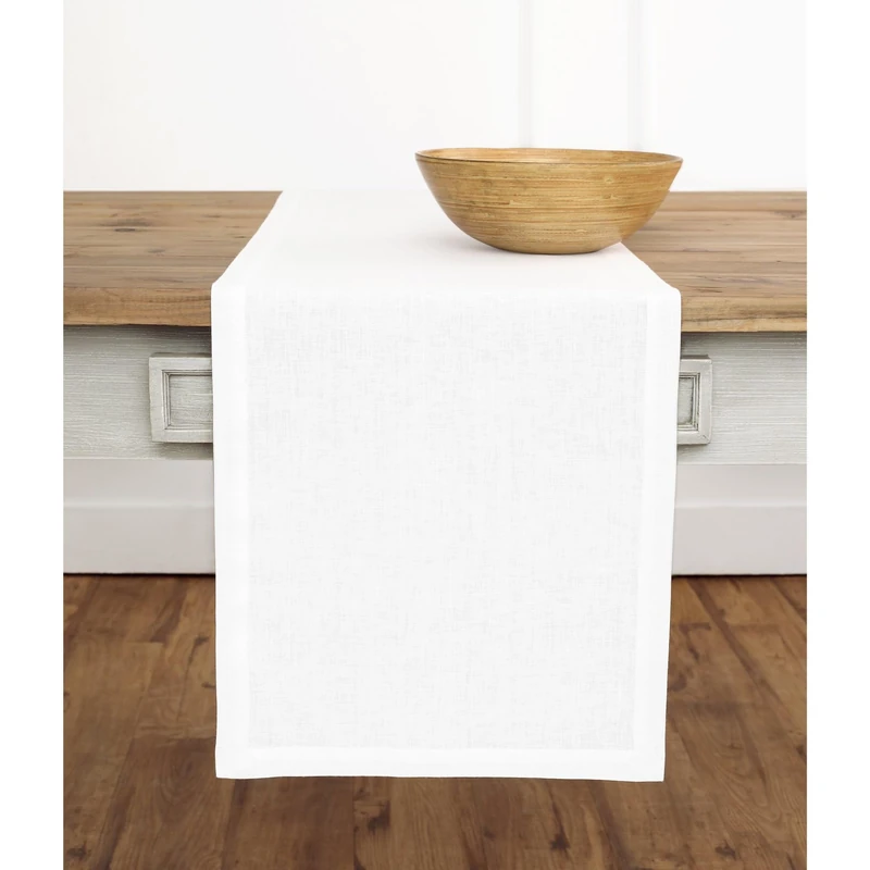 Solino Home Linen White Table Runner 156 Inches Long - 100% Pure Linen Extra Long Table Runner 14 x 156 Inch for Christmas, Fall, Autumn, Halloween, Thanksgiving - Fete