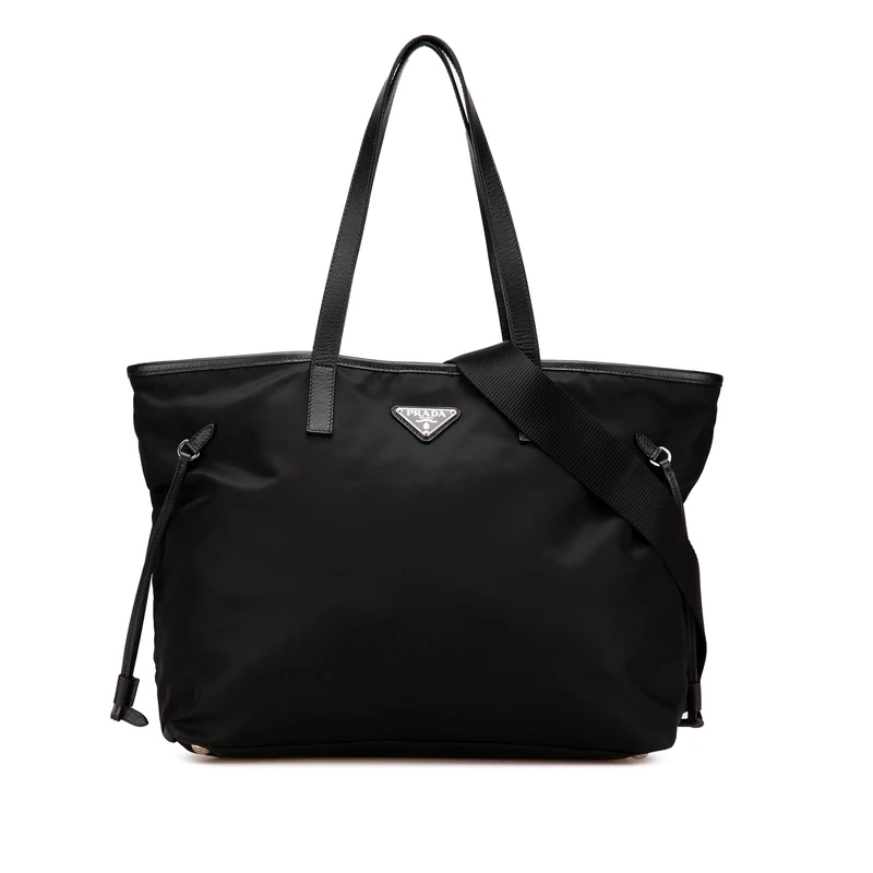 Prada Pre-Loved Tessuto Saffiano Trimmed Open Convertible Tote Handbag