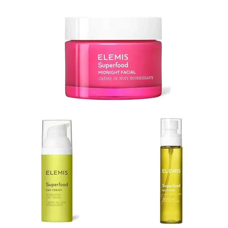 ELEMIS Skincare Trio – Superfood Midnight Facial, Superfood Day Cream & Multi Toning Mist