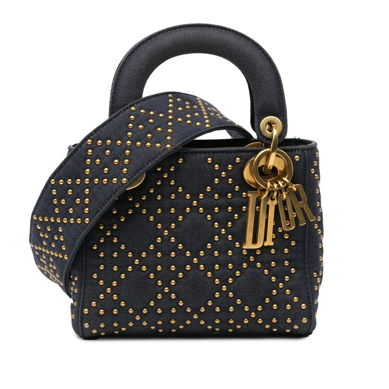 Dior Pre-Loved Mini Denim Cannage Studded Supple Lady
