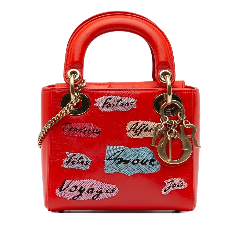 Dior Pre-Loved Mini Calfskin Sequin Embellished Lady Handbag