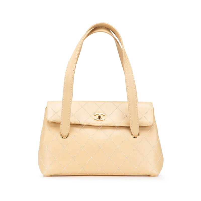 Chanel Pre-Loved CC Calfskin Wild Stitch Flap Shoulder Bag