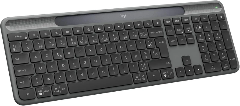 Logitech Signature Slim Solar+ K980 for Business, Wireless Keyboard, Quiet Typing, Secure Receiver, Bluetooth, Windows, Mac - Graphite - AZERTY