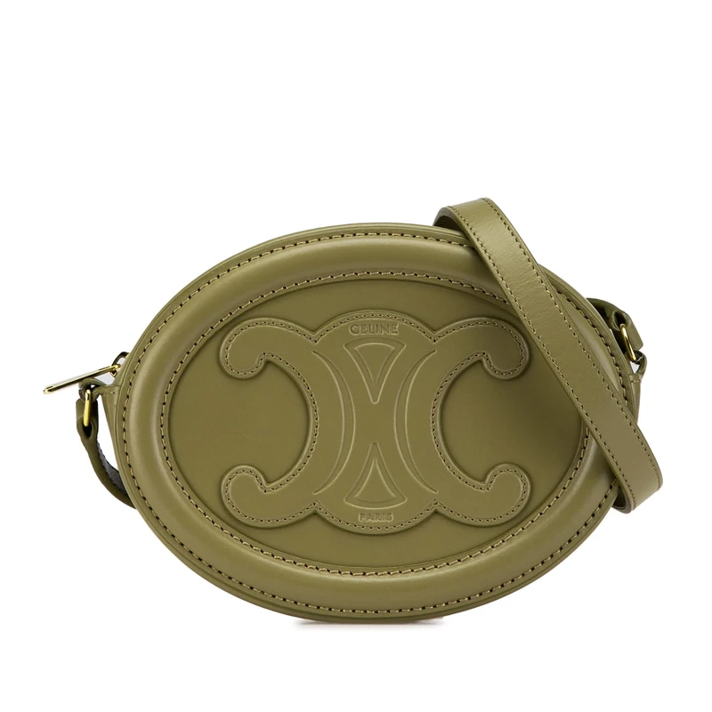 Celine Pre-Loved Small Calfskin Cuir Triomphe Oval Crossbody Bag