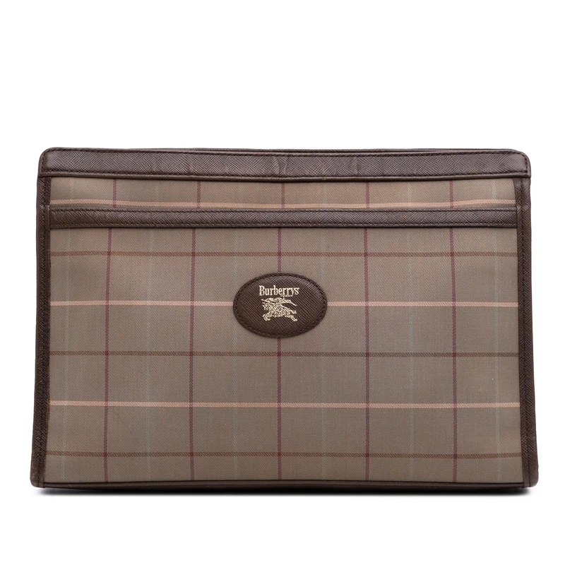 BURBERRY Pre-Loved Vintage Check Canvas Clutch Bag