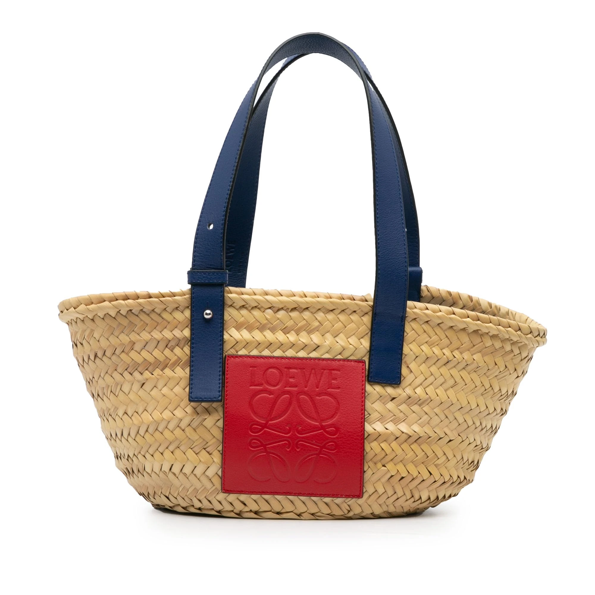 LOEWE Pre-Loved Small Raffia Basket Tote Bag