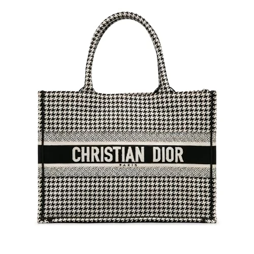 Dior Pre-Loved Medium Houndstooth Book Tote Bag