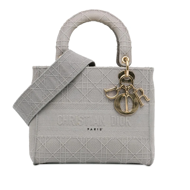 Dior Pre-Loved Medium Canvas Cannage Lady D Lite Handbag