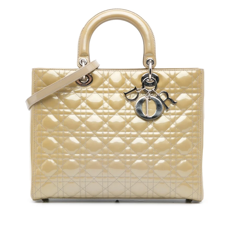 Dior Pre-Loved Large Patent Cannage Lady Handbag