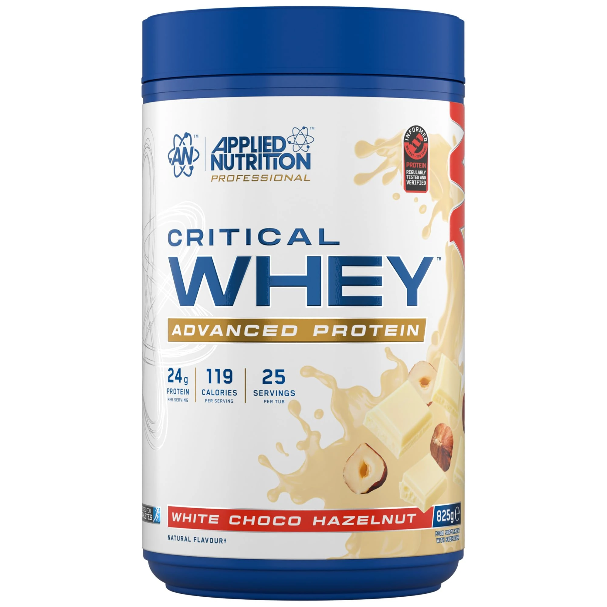 Applied Nutrition Critical Whey Protein Powder – 24g Protein per Serving, High Protein Powder, Protein Shake with BCAAs & Glutamine –Muscle Growth & Recovery(825g - 25 Servings)(White Choco Hazelnut)