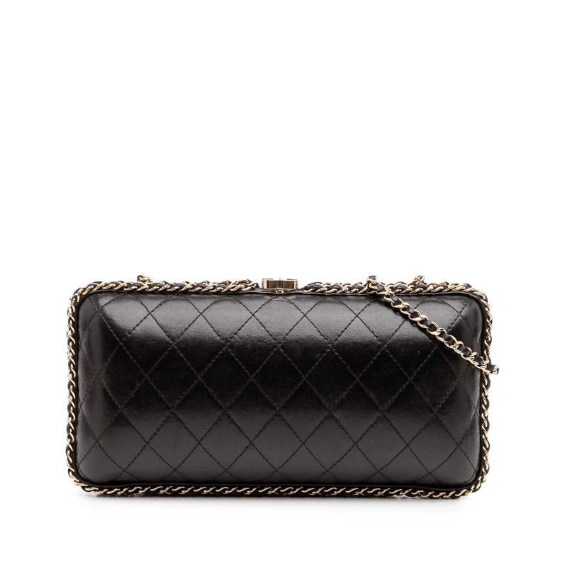 Chanel Pre-Loved Quilted Lambskin Chain Around Clutch