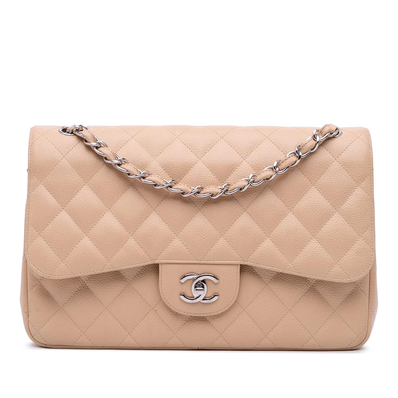 Chanel Pre-Loved Jumbo Classic Caviar Double Flap Shoulder Bag