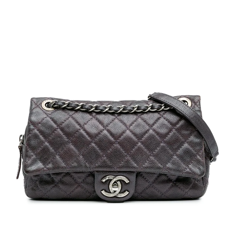 Chanel Pre-Loved Medium Quilted Caviar Easy Flap Shoulder Bag