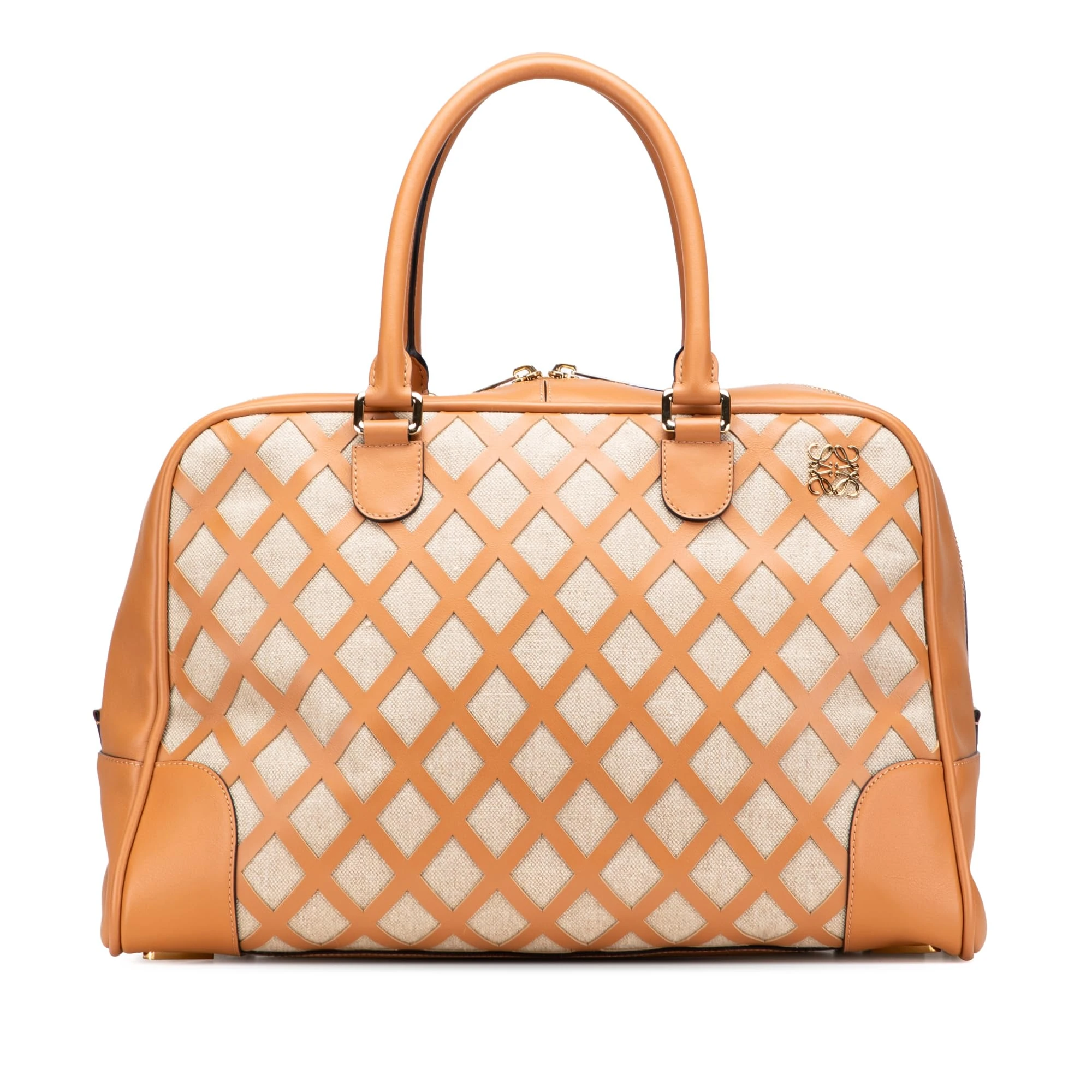 LOEWE Pre-Loved Extra Large Canvas And Cut Out Leather Amazona 75 Travel Bag