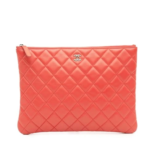 Chanel Pre-Loved Medium Quilted Lambskin O Case Clutch Bag