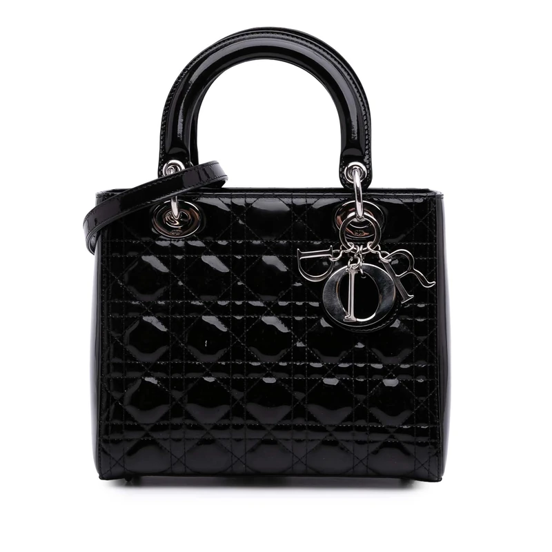 Dior Pre-Loved Medium Patent Cannage Lady Handbag