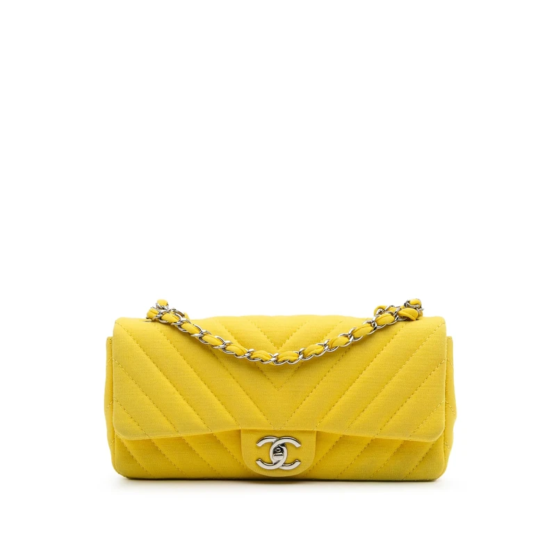 Chanel Pre-Loved Chevron Jersey East West Flap Shoulder Bag