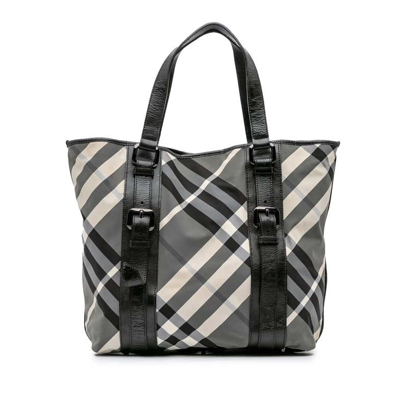 BURBERRY Pre-Loved Medium Beat Check Nylon Victoria Tote