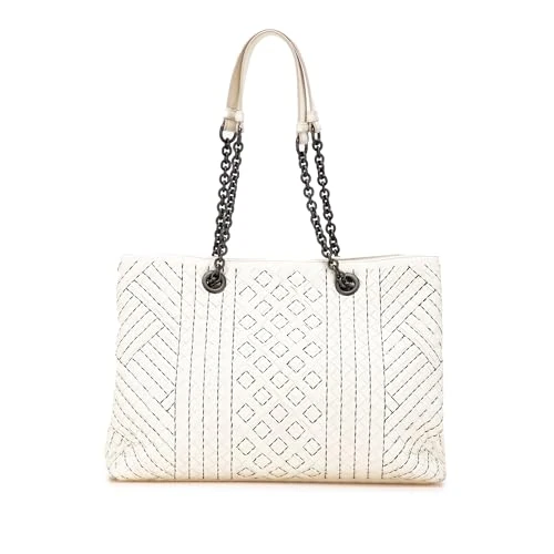 Bottega Veneta Pre-Loved Medium Intrecciato Stitched Double Chain Tote Bag