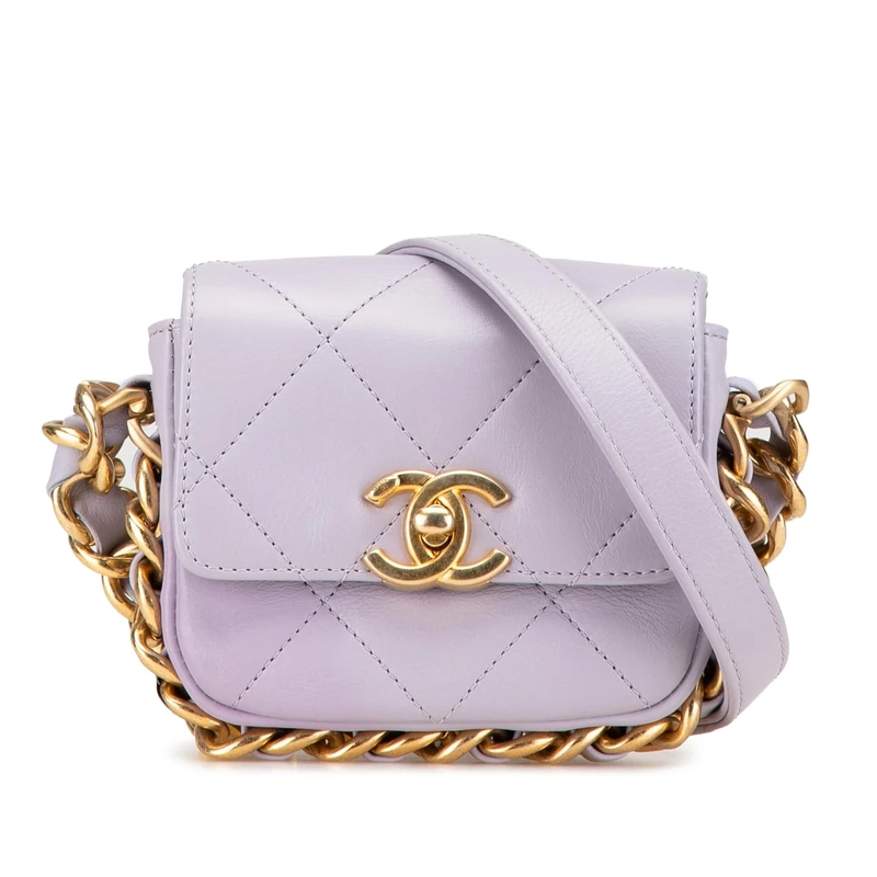 Pre-Loved Mini Quilted Calfskin Framing Chain Flap