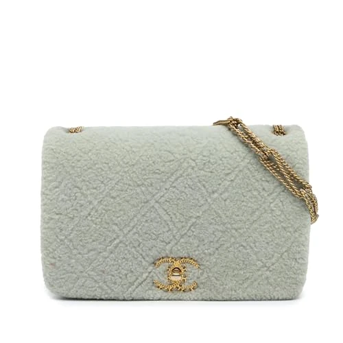 Pre-Loved Quilted Shearling Chain Flap Crossbody Bag