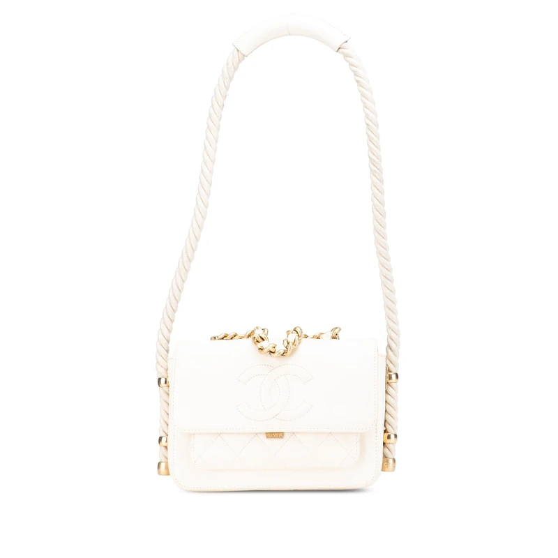 Chanel Pre-Loved Crumpled Calfskin En Vogue Rope Flap Handbag