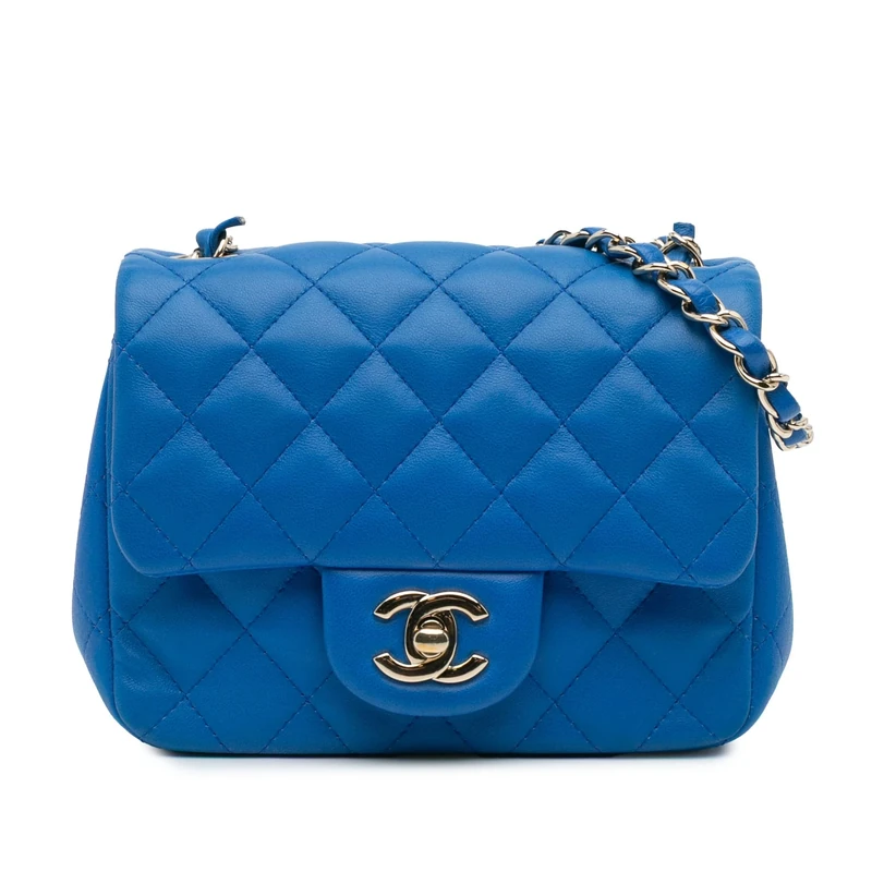 Chanel Pre-Loved Mini Square Classic Lambskin Single Flap Crossbody Bag