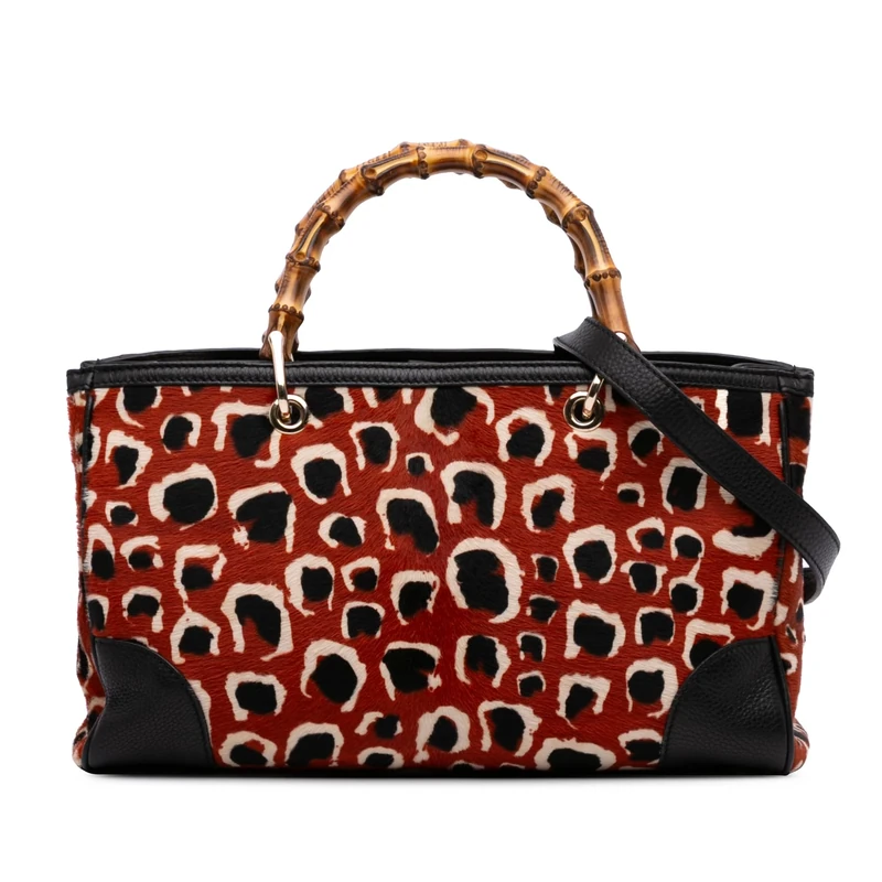 Gucci Pre-Loved Medium Pony Hair Bamboo Shopper Satchel