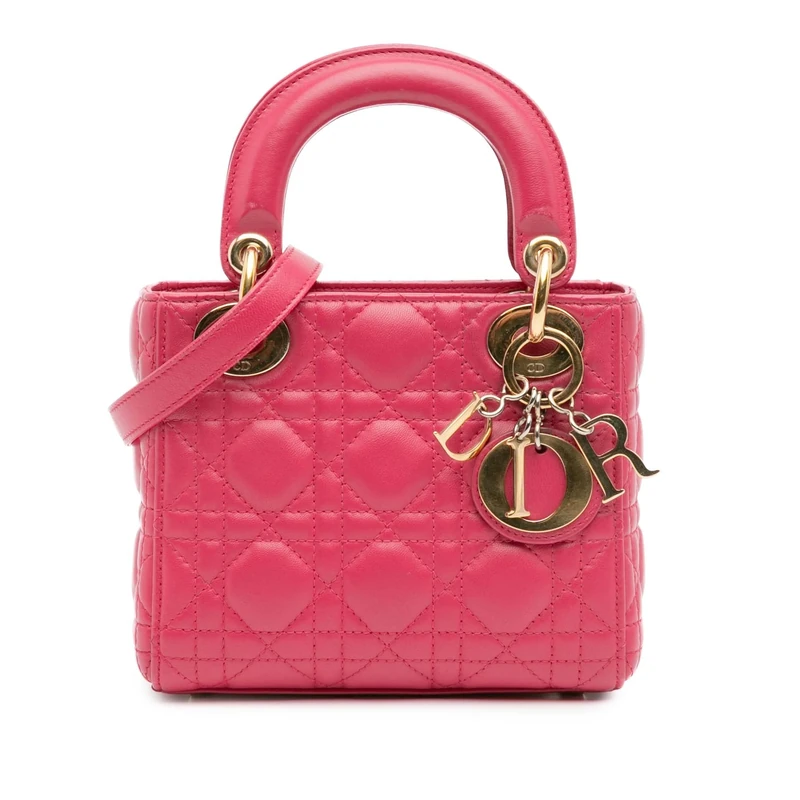 Dior Pre-Loved Mini Lambskin Cannage Lady Handbag