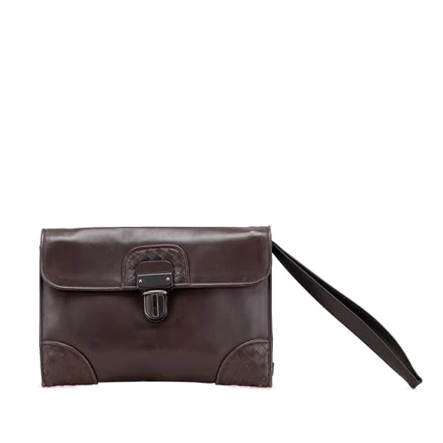 Bottega Veneta Pre-Loved Intrecciato Trimmed Leather Clutch Bag