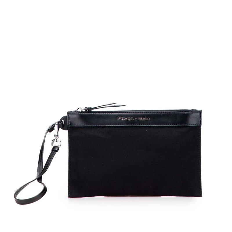 Prada Pre-Loved Canvas Canapa Clutch Bag