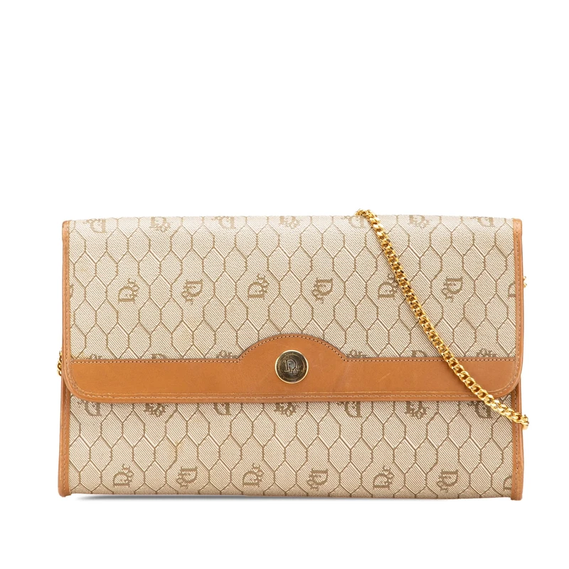 Dior Pre-Loved Honeycomb Coated Canvas Chain Shoulder Bag