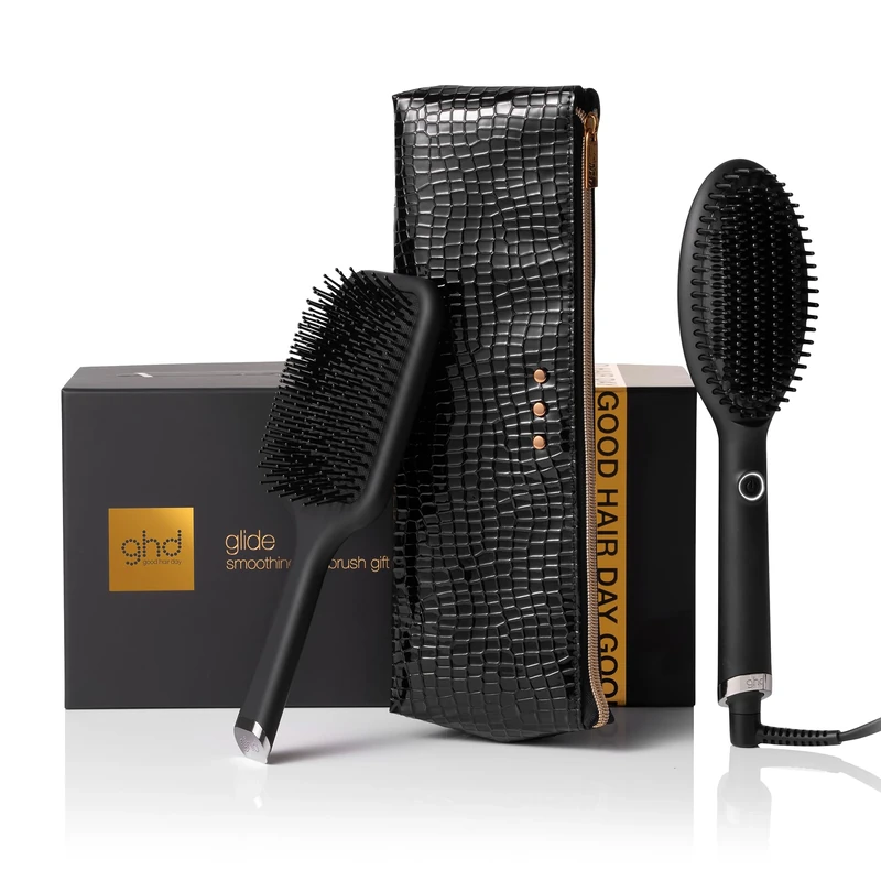 ghd Glide Festive Gift Set - Smoothing Hot Brush with Paddle Brush andheat-Resistant Bag, Frizz-Free Finish