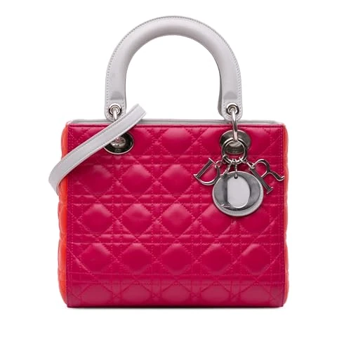 Dior Pre-Loved Medium Tricolor Lambskin Cannage Lady Handbag