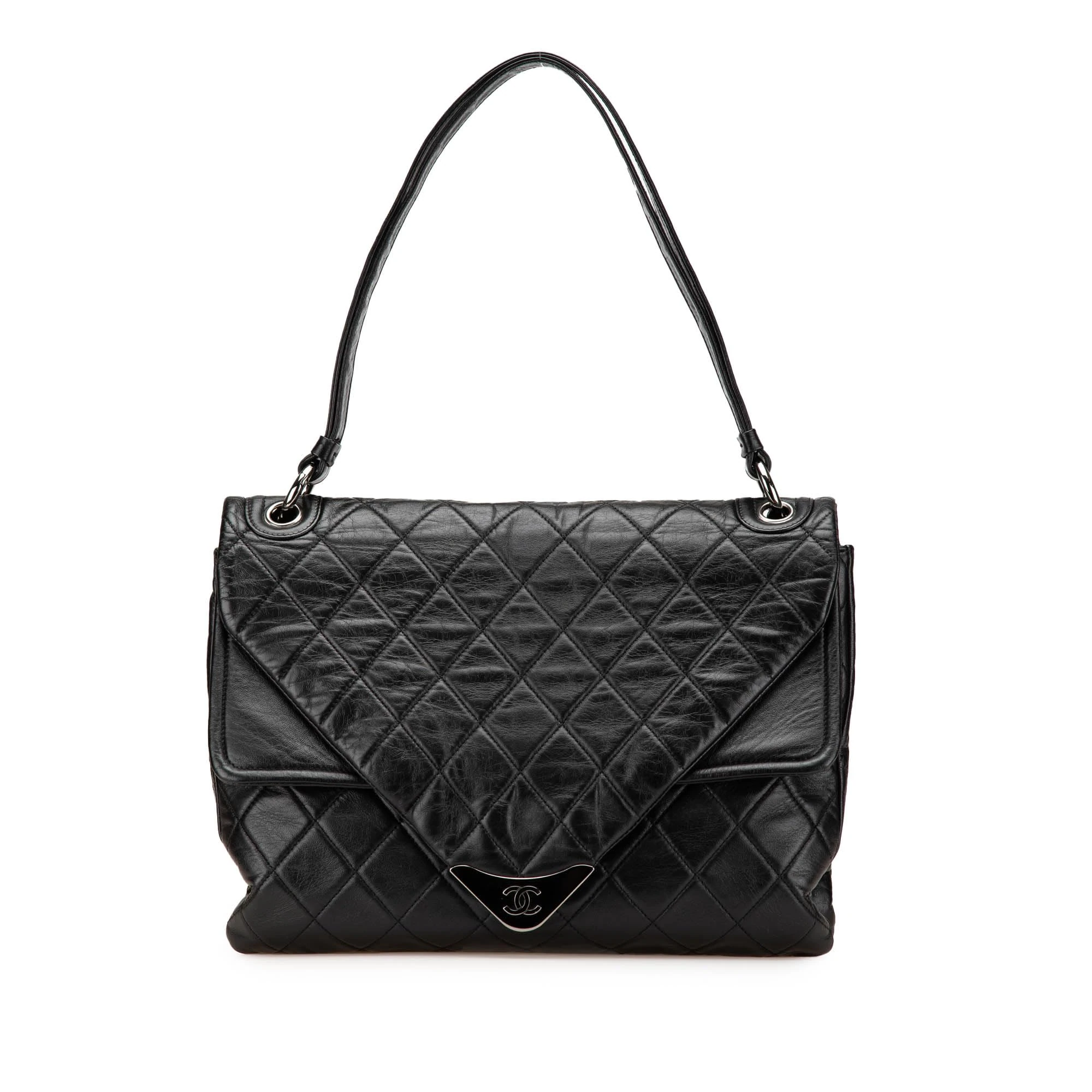 Chanel Pre-Loved Quilted Lambskin Padded Envelope Double Flap Shoulder Bag