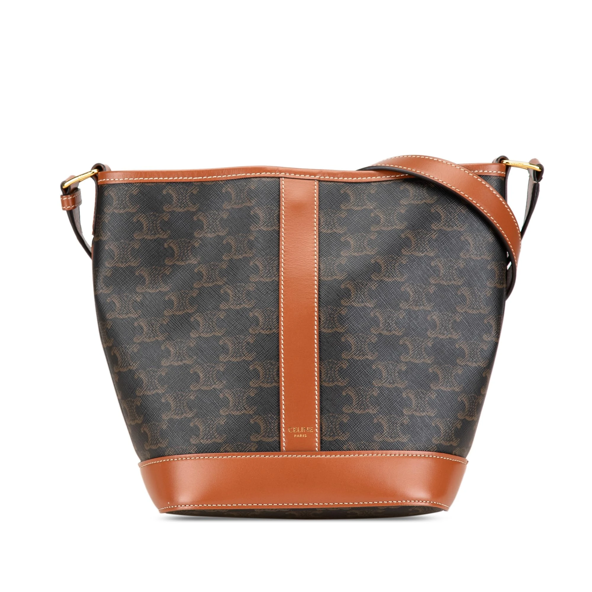 Celine Pre-Loved Small Triomphe Coated Canvas Bucket Bag