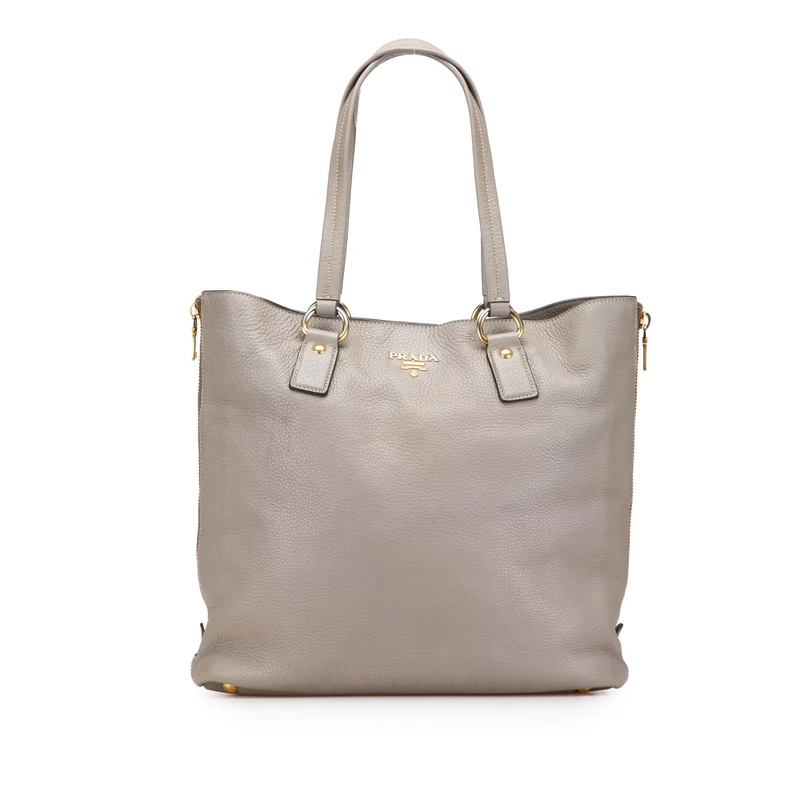 Prada Pre-Loved Vitello Daino Side Zip Shopper Tote Bag